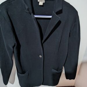 J.Crew stretch cotton knit  XS GG fitted black blazer jacket buttons pockets